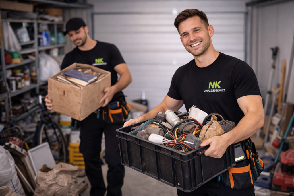 Kellerraum mit alten Möbeln, Kisten und Gerümpel – typisches Beispiel für eine Entrümpelung in Traunreut