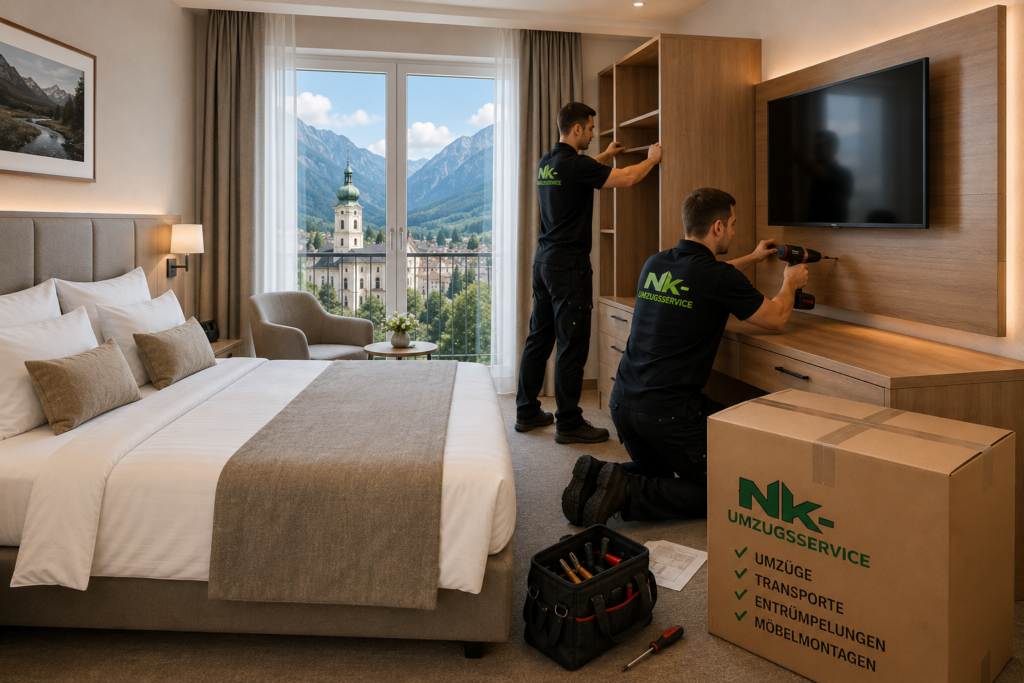 Umzugsservice Bad Reichenhall – NK Umzugsservice bei der Möbelmontage und Einrichtung eines Hotelzimmers